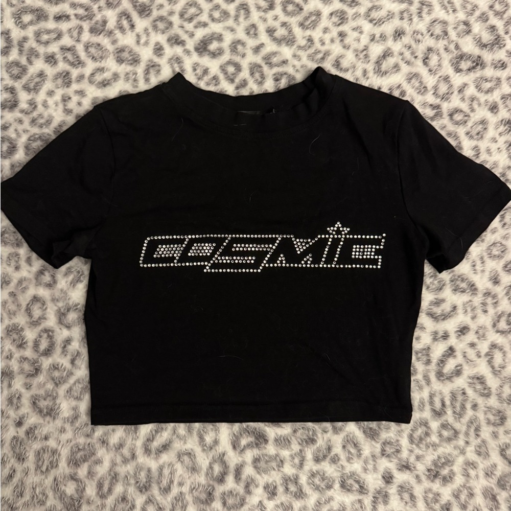 SHEIN Black Graphic Crop T-Shirt